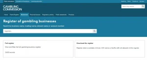 UK Gambling Commission public register search used to check current VegasHero licensing evidence